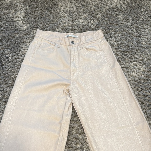 women's pants size 0, shiny cream color - Picture 2 of 13